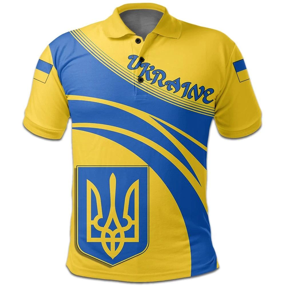 Ukraine Polo Shirt Coat Of Arms Cricket Style RLT7