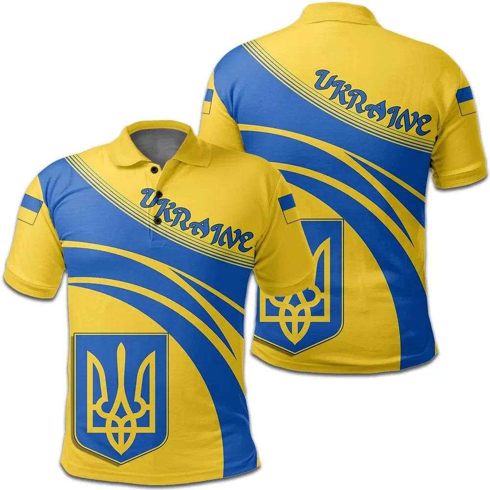 Ukraine Polo Shirt Coat Of Arms Cricket Style RLT7
