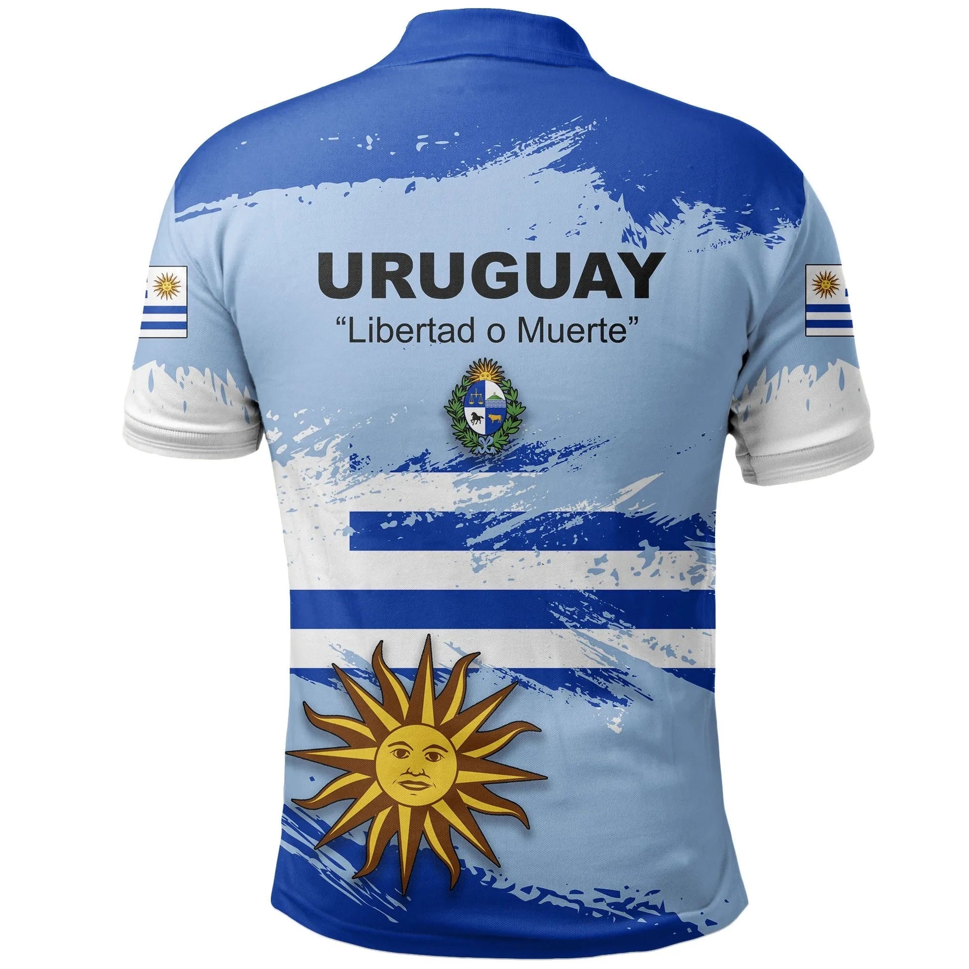 Uruguay Polo Shirt Uruguay Flag Brush RLT6