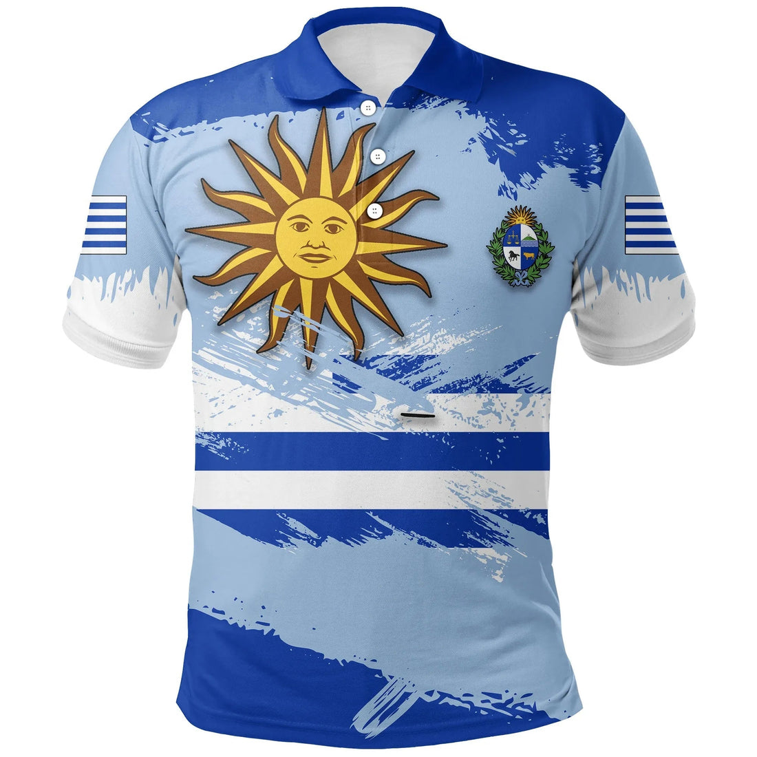 Uruguay Polo Shirt Uruguay Flag Brush RLT6