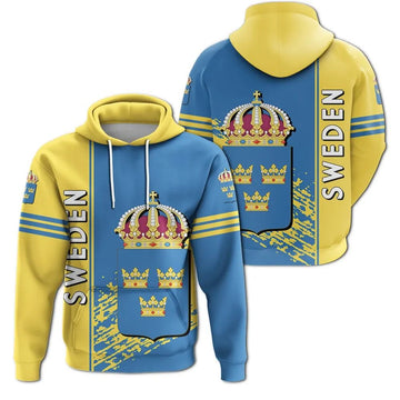 Sweden Hoodie Coat Of Arms Quarter Style RLT7