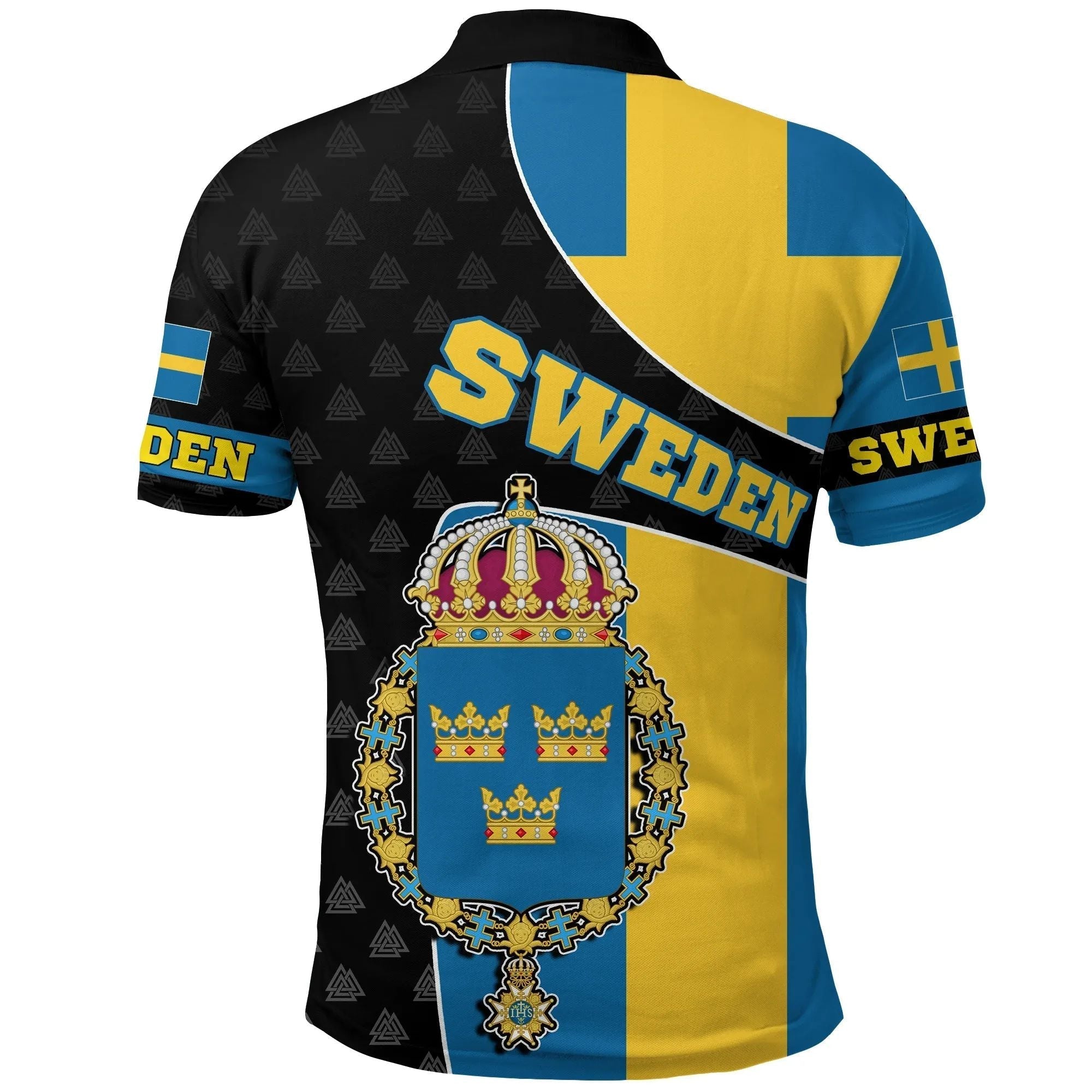 Sweden Polo Shirt Flag and Valknut Symbols RLT7