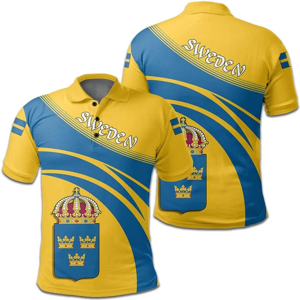 Sweden Polo Shirt Coat Of Arms Cricket Style RLT7