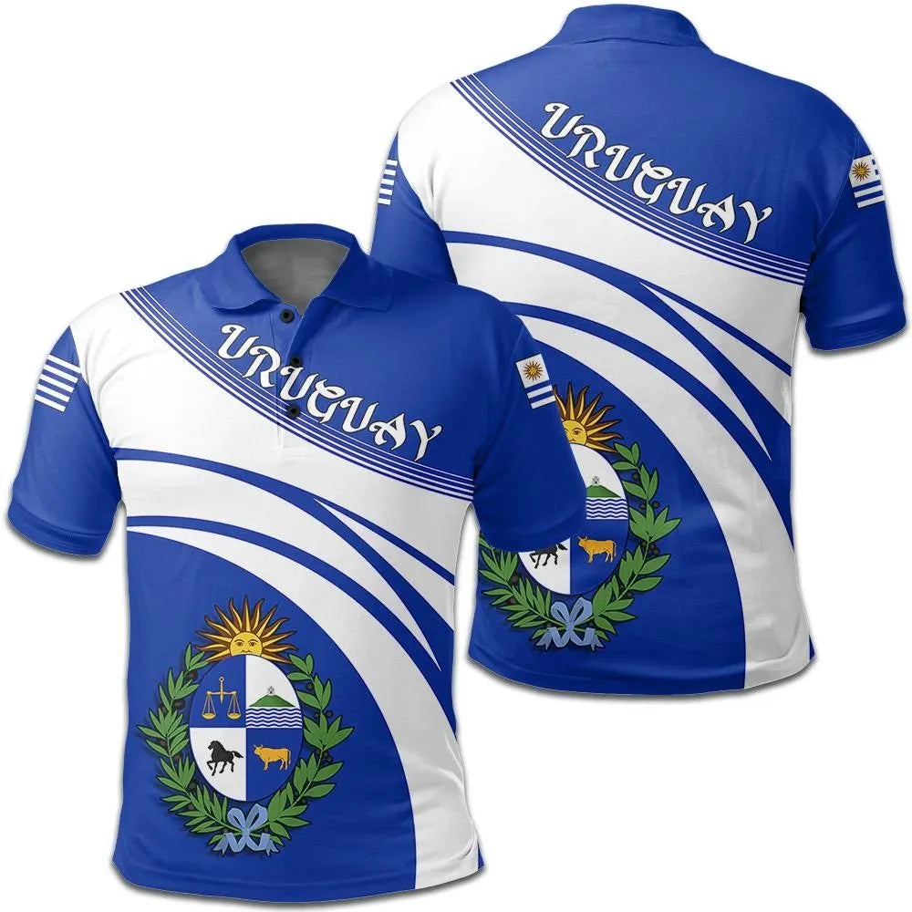 Uruguay Polo Shirt Coat Of Arms Cricket Style RLT6