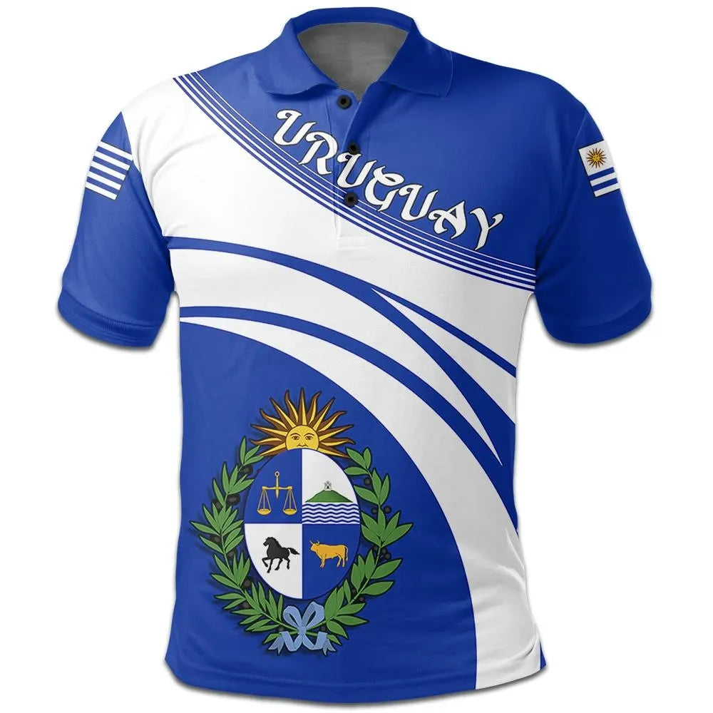 Uruguay Polo Shirt Coat Of Arms Cricket Style RLT6