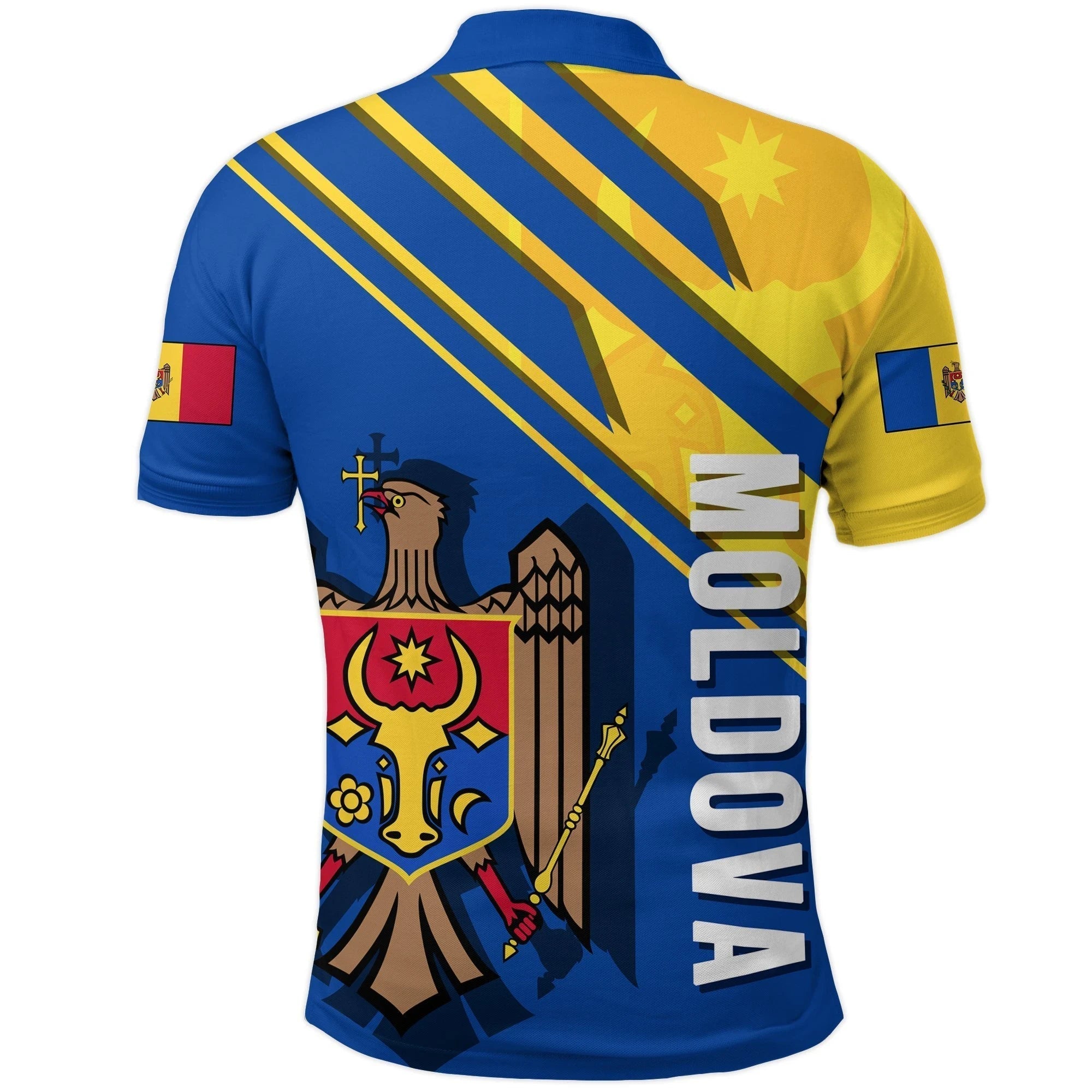 Moldova Polo Shirt, Flag and Coat Of Arms A22 RLT13