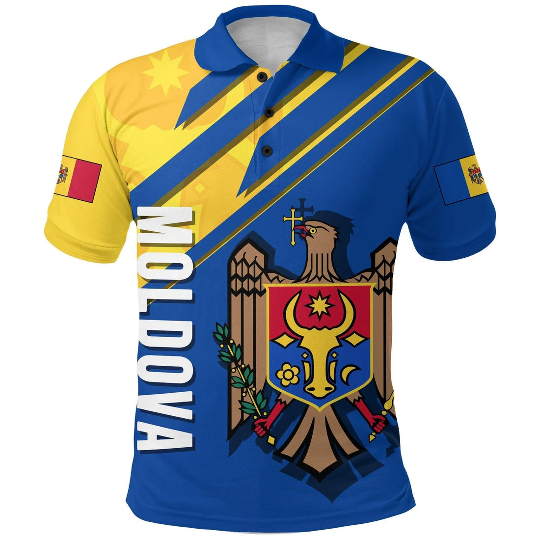 Moldova Polo Shirt, Flag and Coat Of Arms A22 RLT13