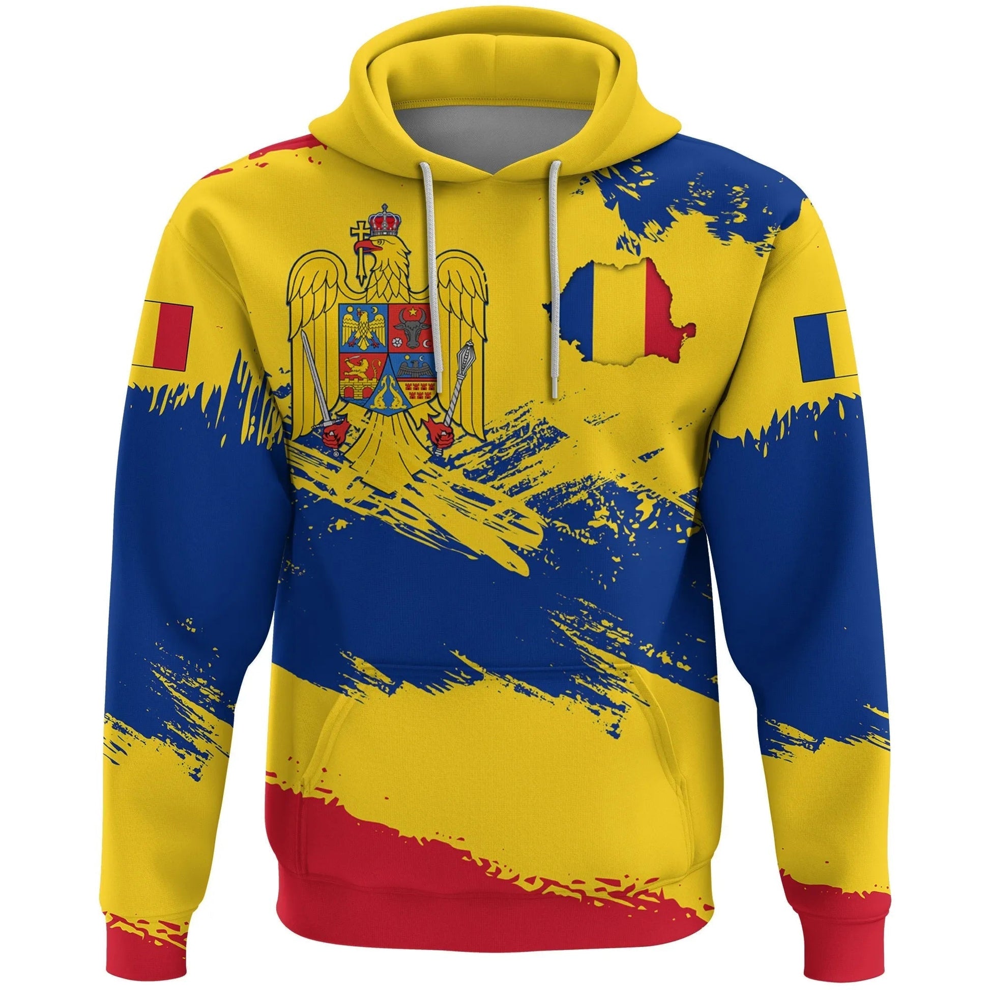 Romania Hoodie Romania Flag Brush RLT13