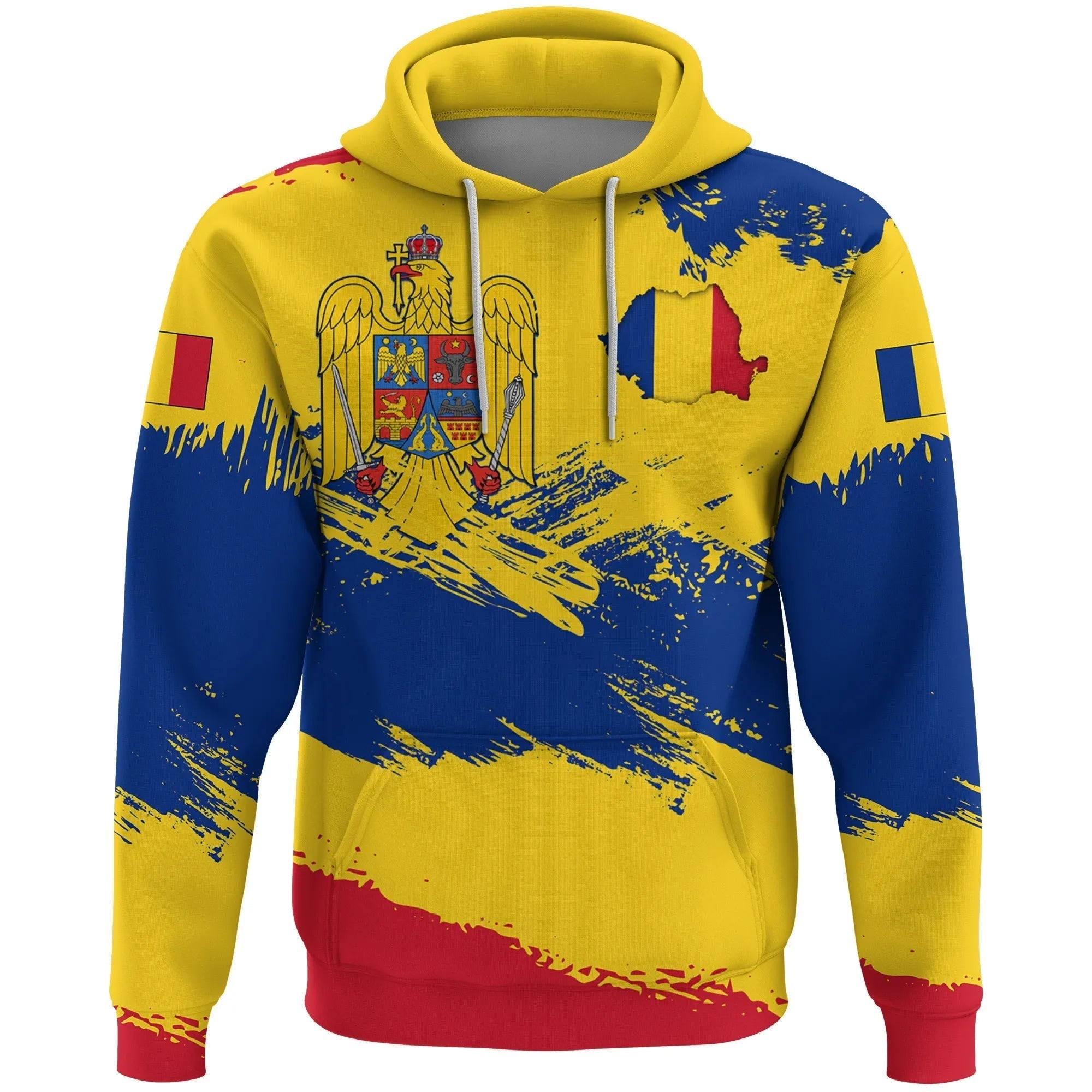 Romania Hoodie Romania Flag Brush RLT13