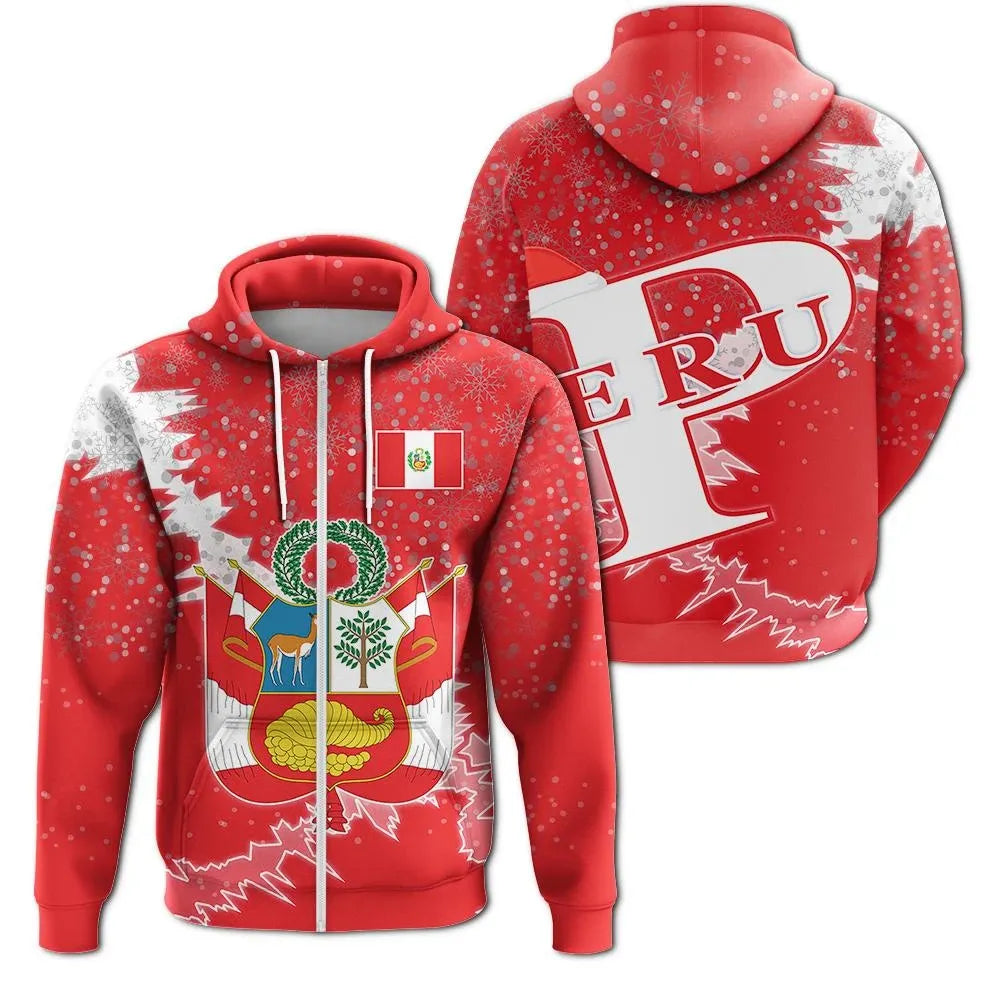 Christmas Peru Zip Up Hoodie Coat Of Arms X Style RLT7
