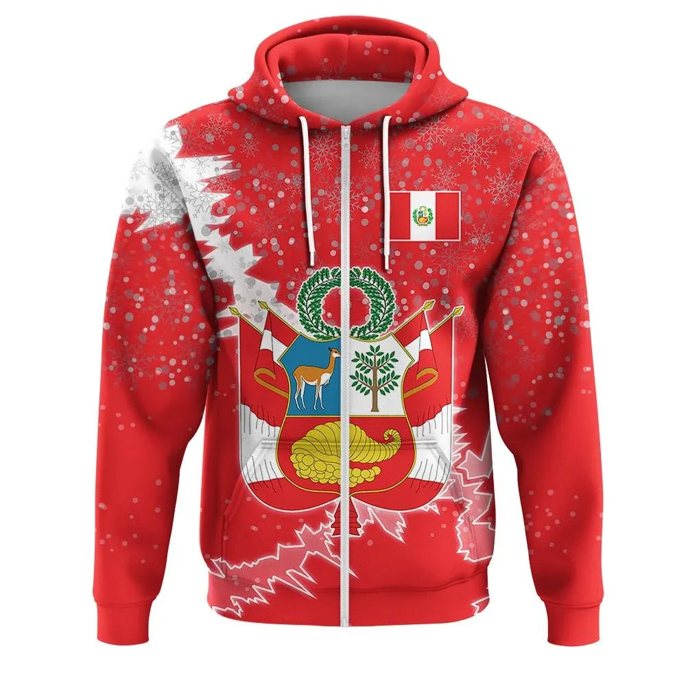 Christmas Peru Zip Up Hoodie Coat Of Arms X Style RLT7