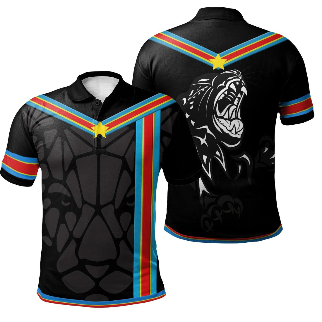 Africa Polo Shirt Democratic Republic of the Congo Flag Color RLT13