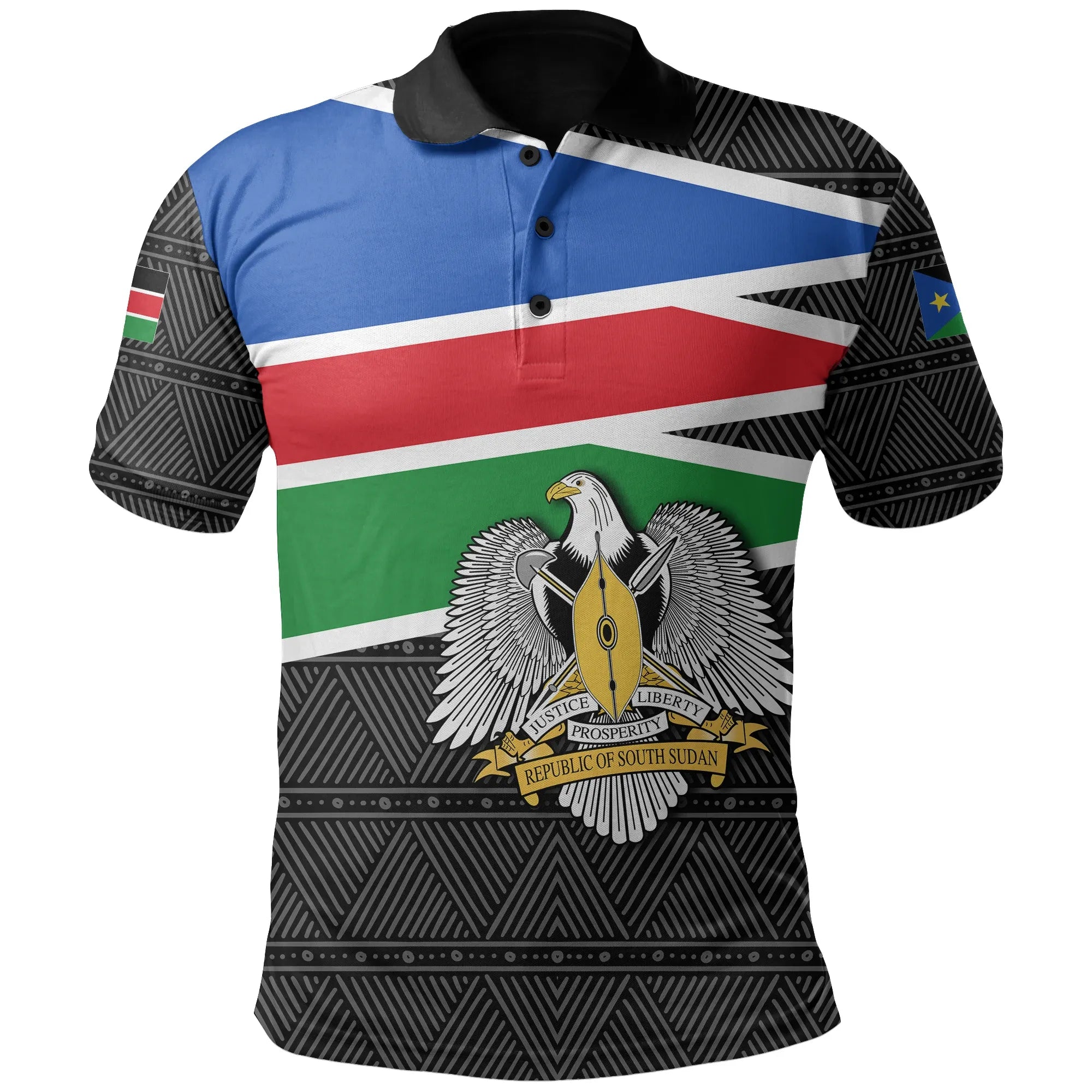 South Sudan Polo Shirt Flag Coat Of Arms RLT8
