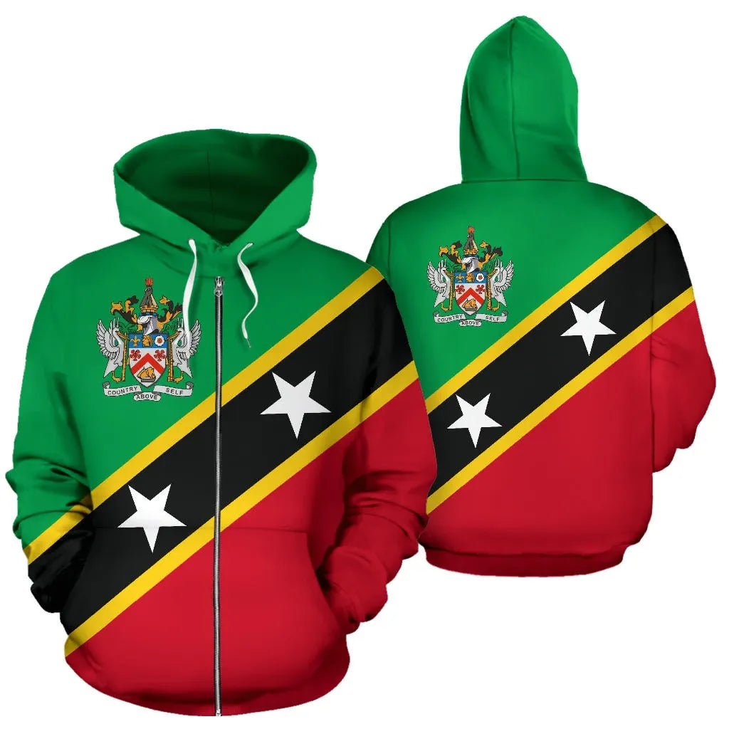 Saint Kitts and Nevis Zip Up Hoodie RLT6