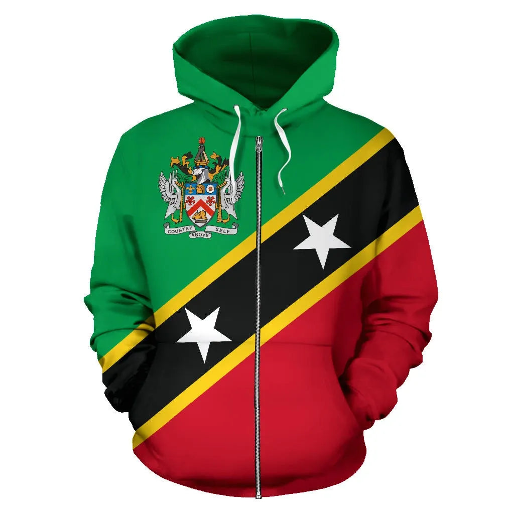 Saint Kitts and Nevis Zip Up Hoodie RLT6