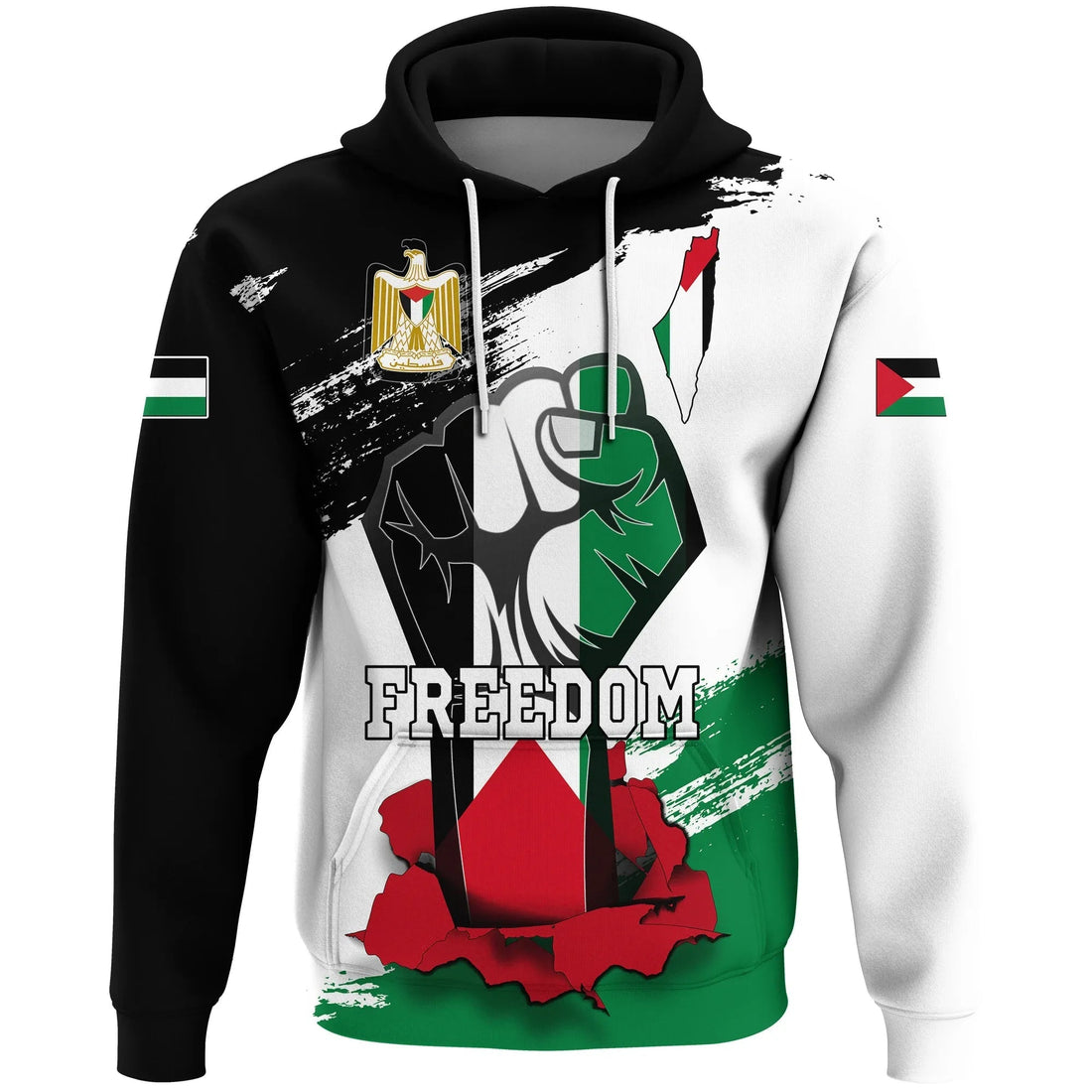 Freedom Palestine Hoodie Flag and Map RLT13