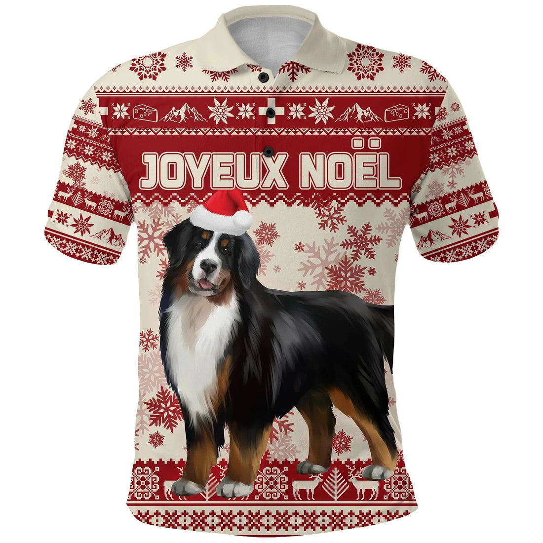 Switzerland Polo Shirt Christmas Bernese Mountain Dog Unique Beige Red RLT13