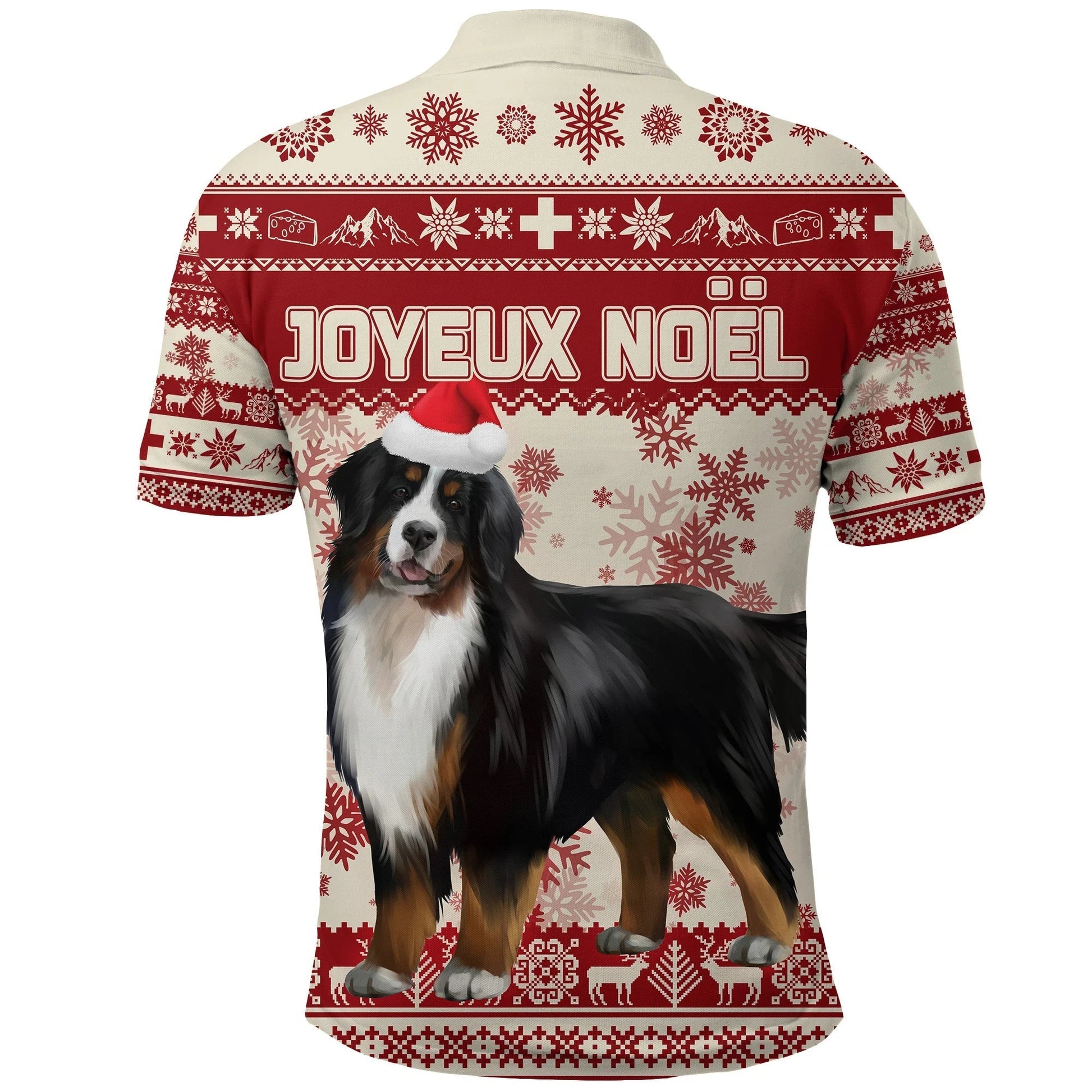 Switzerland Polo Shirt Christmas Bernese Mountain Dog Unique Beige Red RLT13