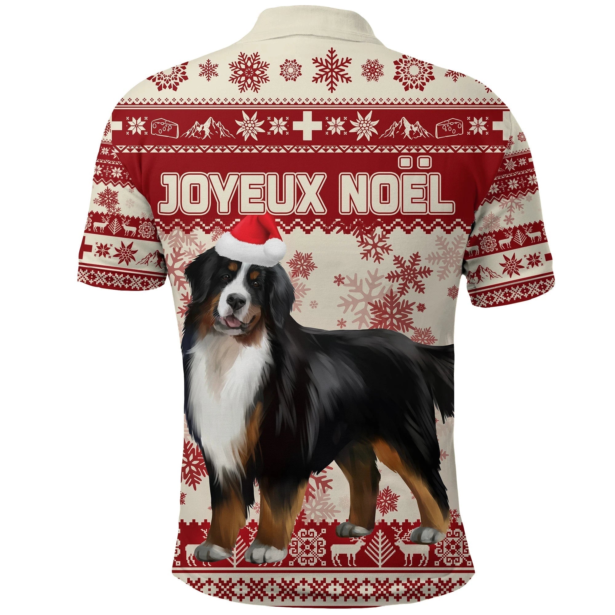 Switzerland Polo Shirt Christmas Bernese Mountain Dog Unique Beige Red RLT13