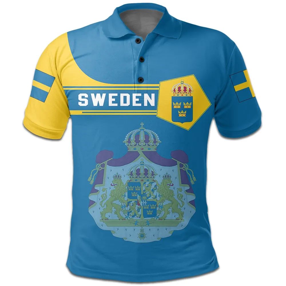 Sweden Polo Shirt Coat Of Arms Simple Style RLT7