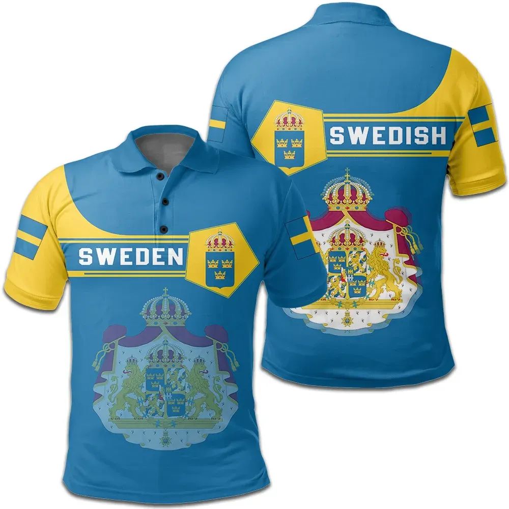 Sweden Polo Shirt Coat Of Arms Simple Style RLT7