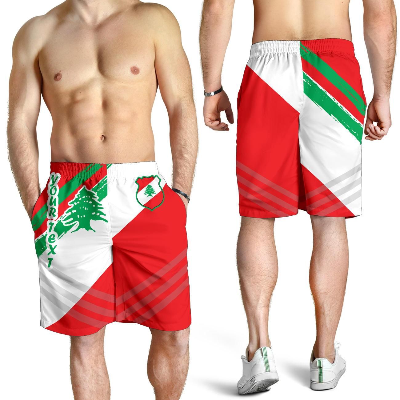 Lebanon Personalised Men's Shorts Men's Shorts - Lebanon Flag Polygon Style24 RLT6