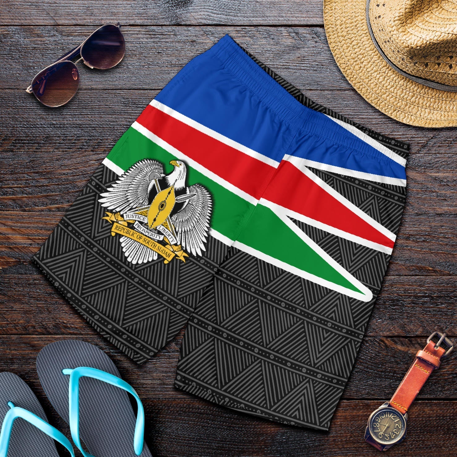 South Sudan All Over Print Mens Shorts Flag Coat Of Arms RLT8