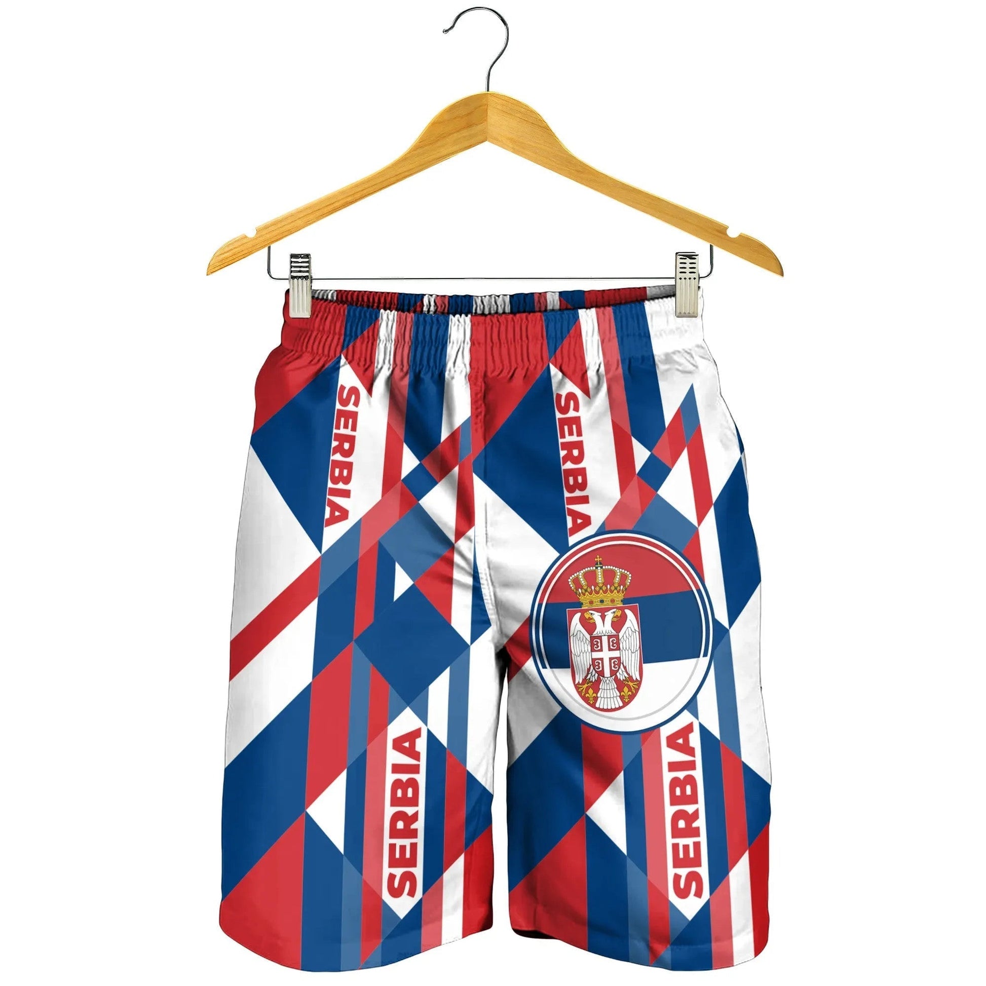 Men's Shorts Serbia Flag Color With Coat Of Arm RLT7