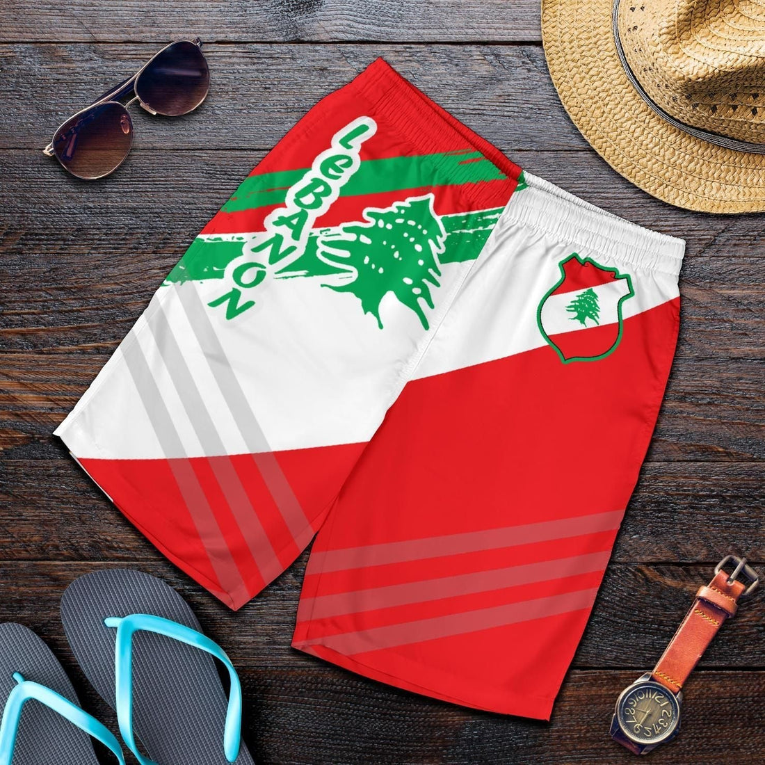 Lebanon Men's Shorts - Lebanon Flag Polygon Style24 RLT6