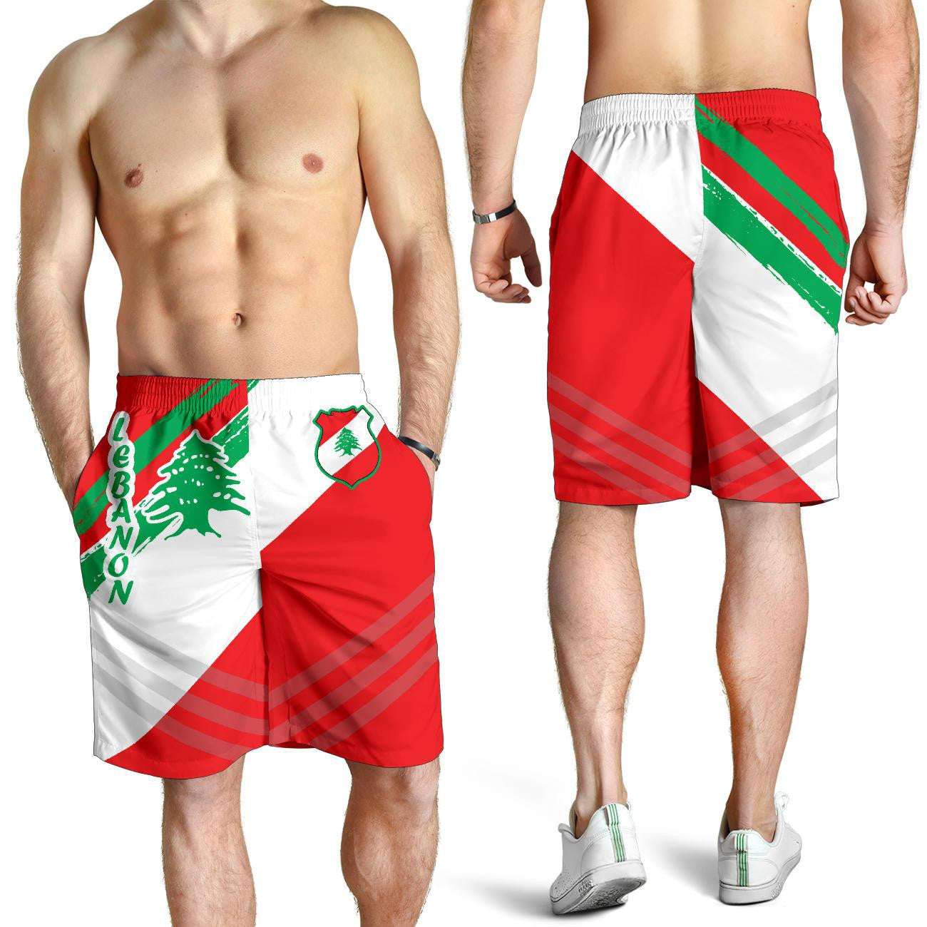 Lebanon Men's Shorts - Lebanon Flag Polygon Style24 RLT6