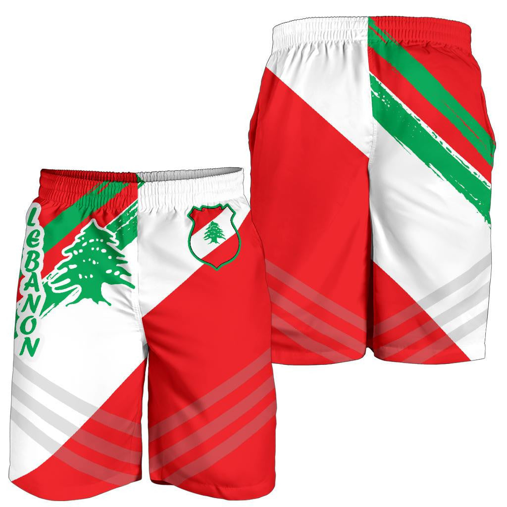 Lebanon Men's Shorts - Lebanon Flag Polygon Style24 RLT6