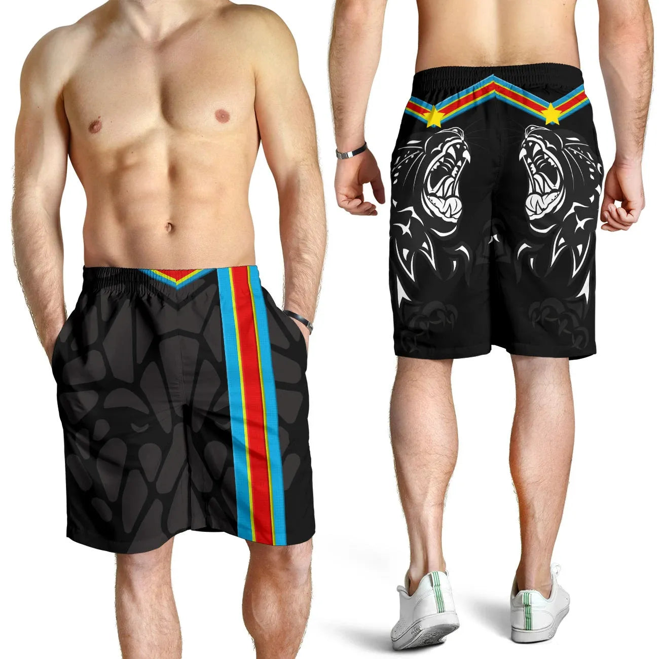 Wonder Print Shop Africa Shorts - Democratic Republic of the Congo Flag Color RLT13