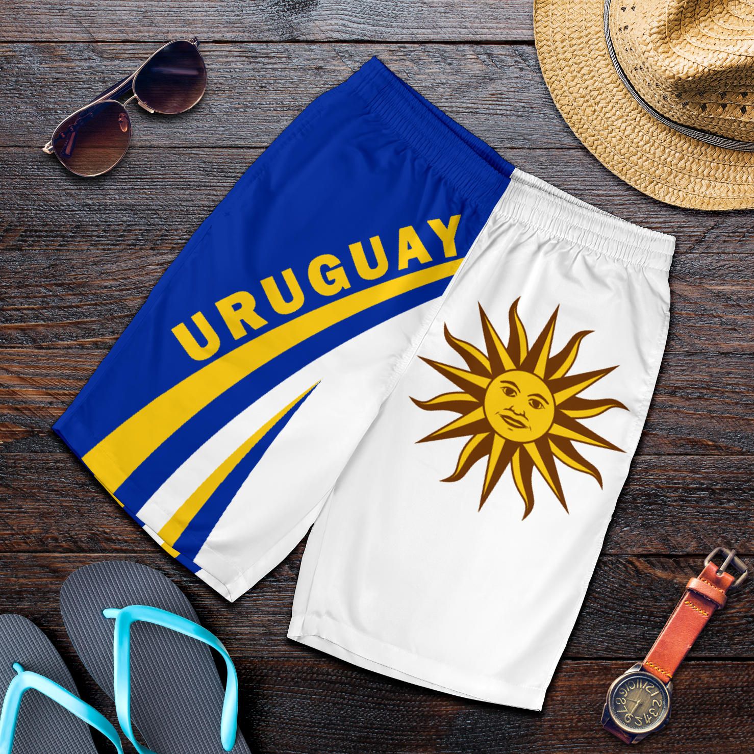 Uruguay Coat Of Arms Up Style Men's Shorts RLT6