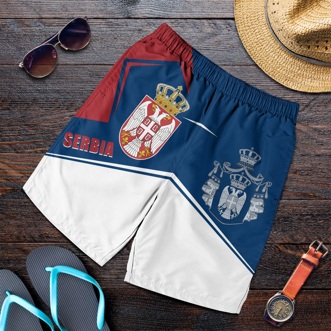 Serbia Men's Shorts Coat Of Arms Flag Style RLT7