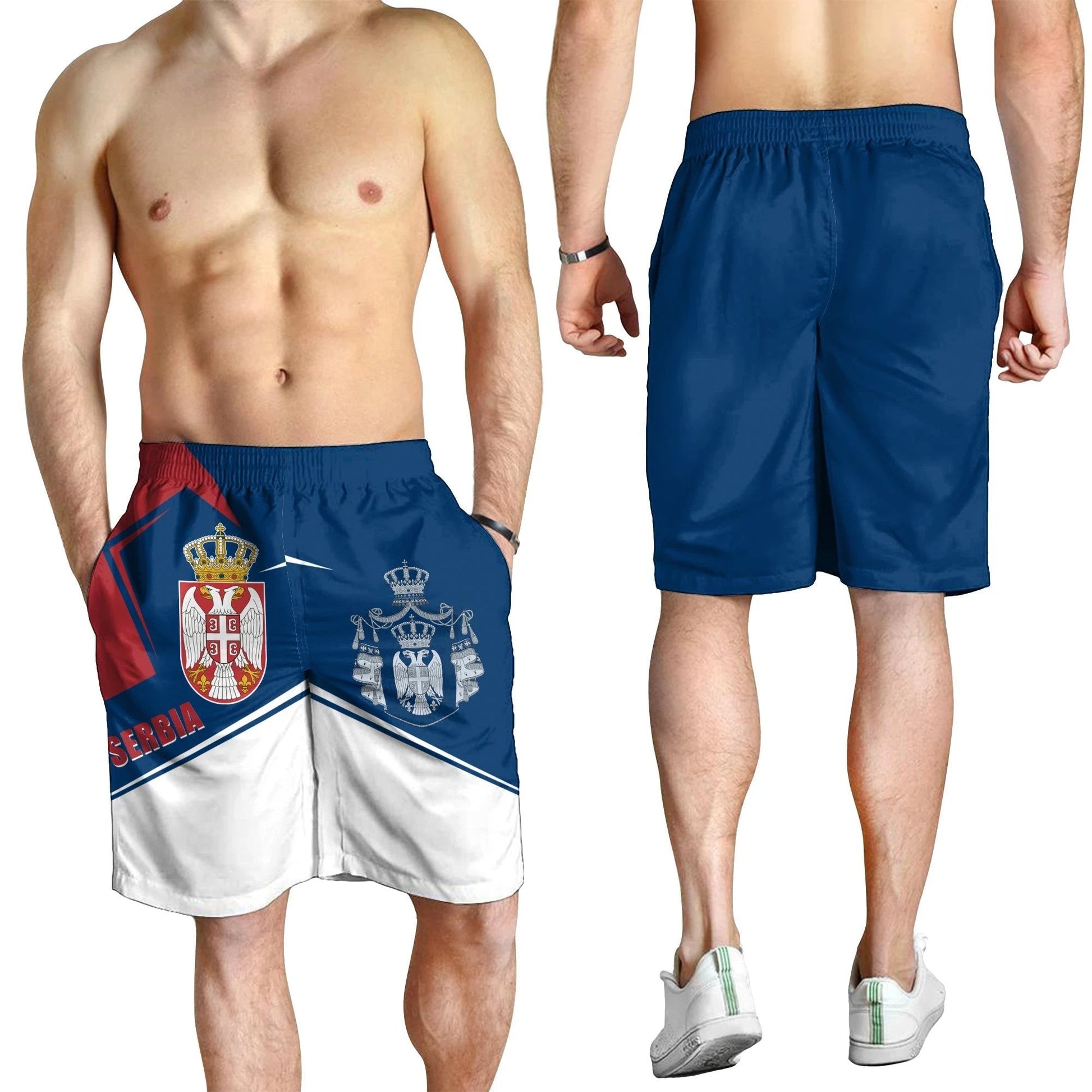 Serbia Men's Shorts Coat Of Arms Flag Style RLT7