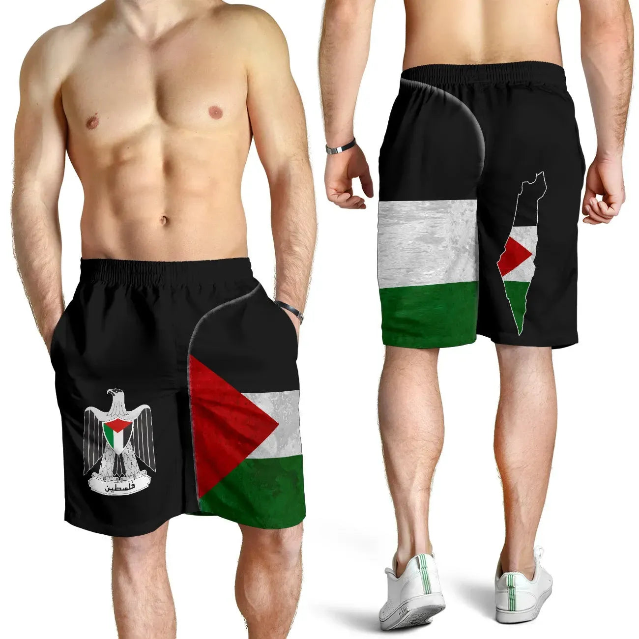 Palestine Flag Men's Shorts Coat Of Arms RLT13