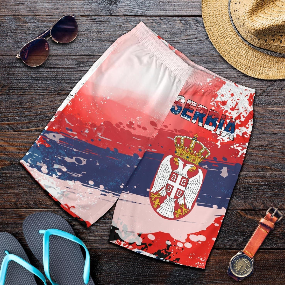 Serbia All Over Print Men's Shorts Serbia National Flag and Emblem RLT7