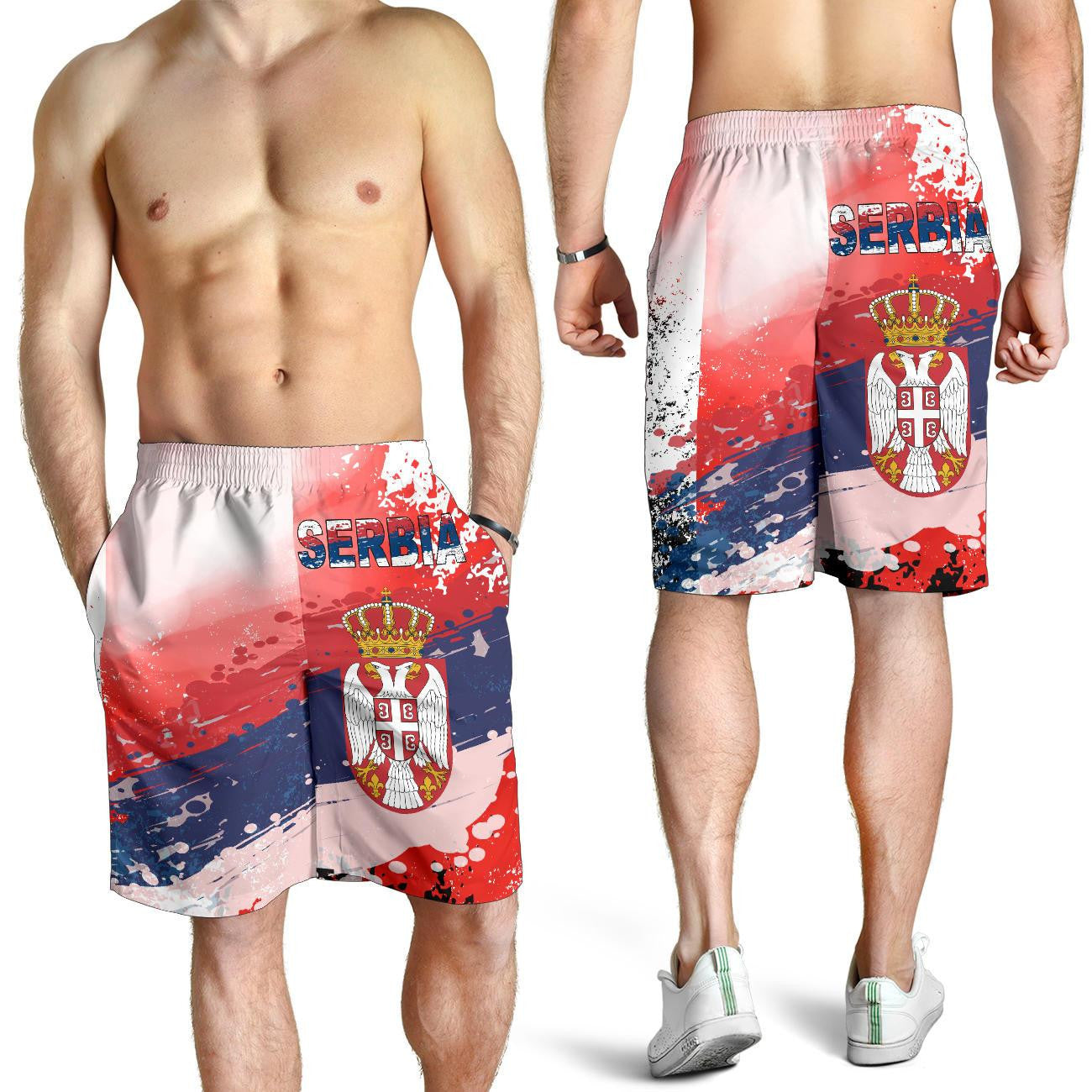 Serbia All Over Print Men's Shorts Serbia National Flag and Emblem RLT7