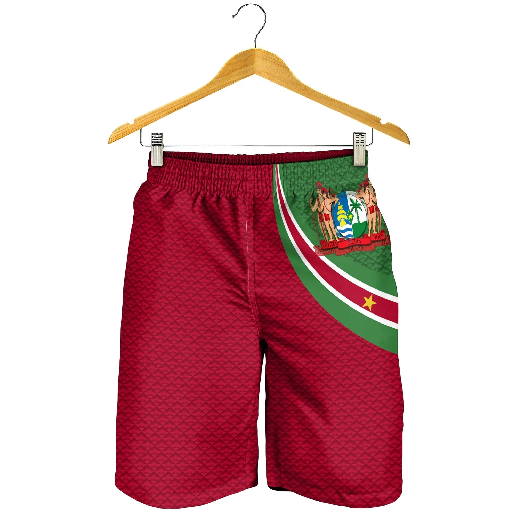 Suriname Men's Shorts Suriname Coat Of Arms and Flag Color RLT7