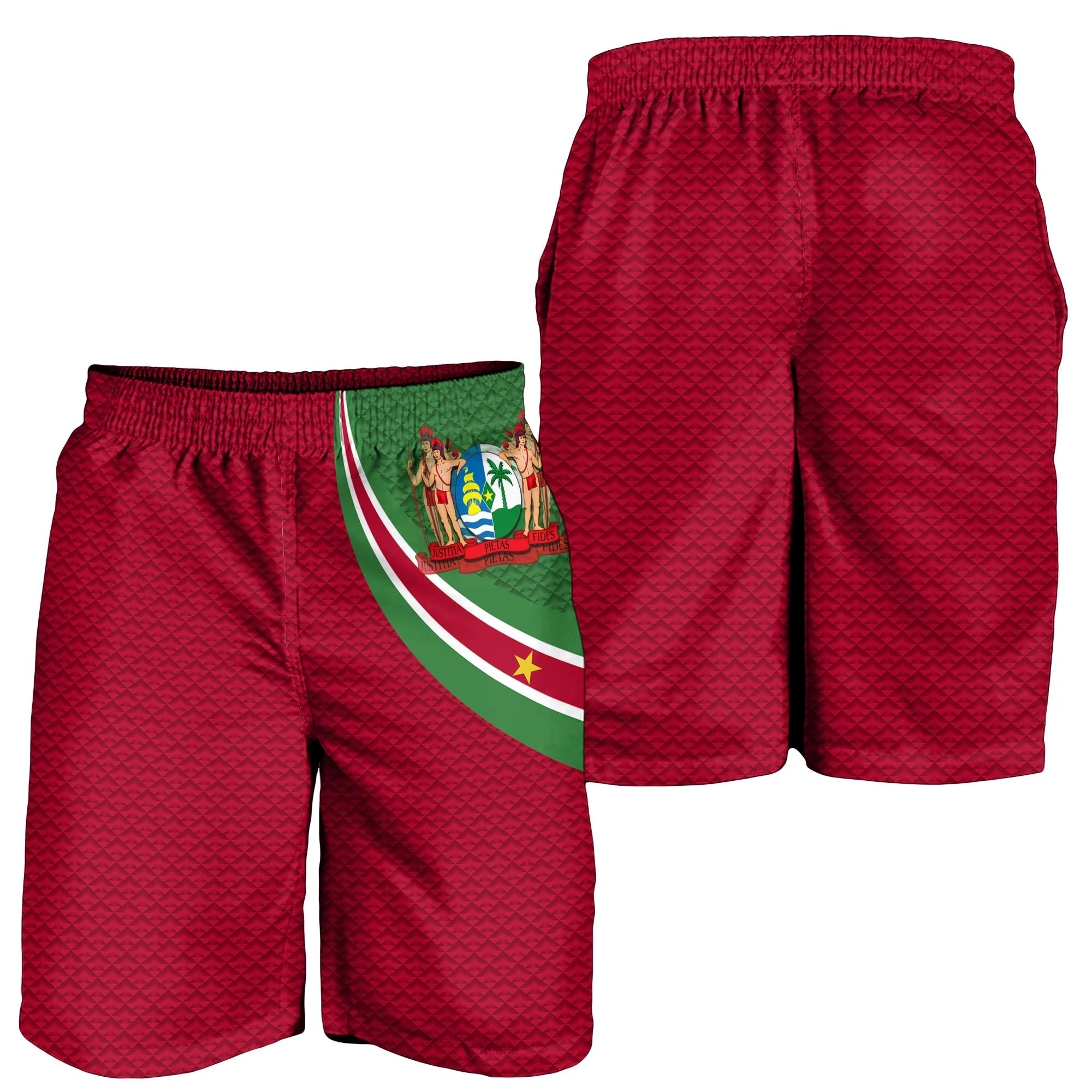 Suriname Men's Shorts Suriname Coat Of Arms and Flag Color RLT7