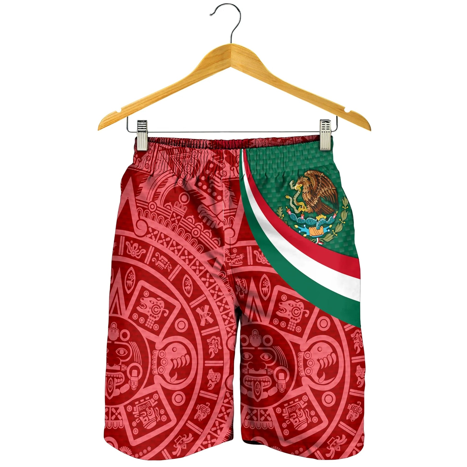 Mexico Men's Shorts Mexico Coat Of Arms With Aztec Patterns RLT13