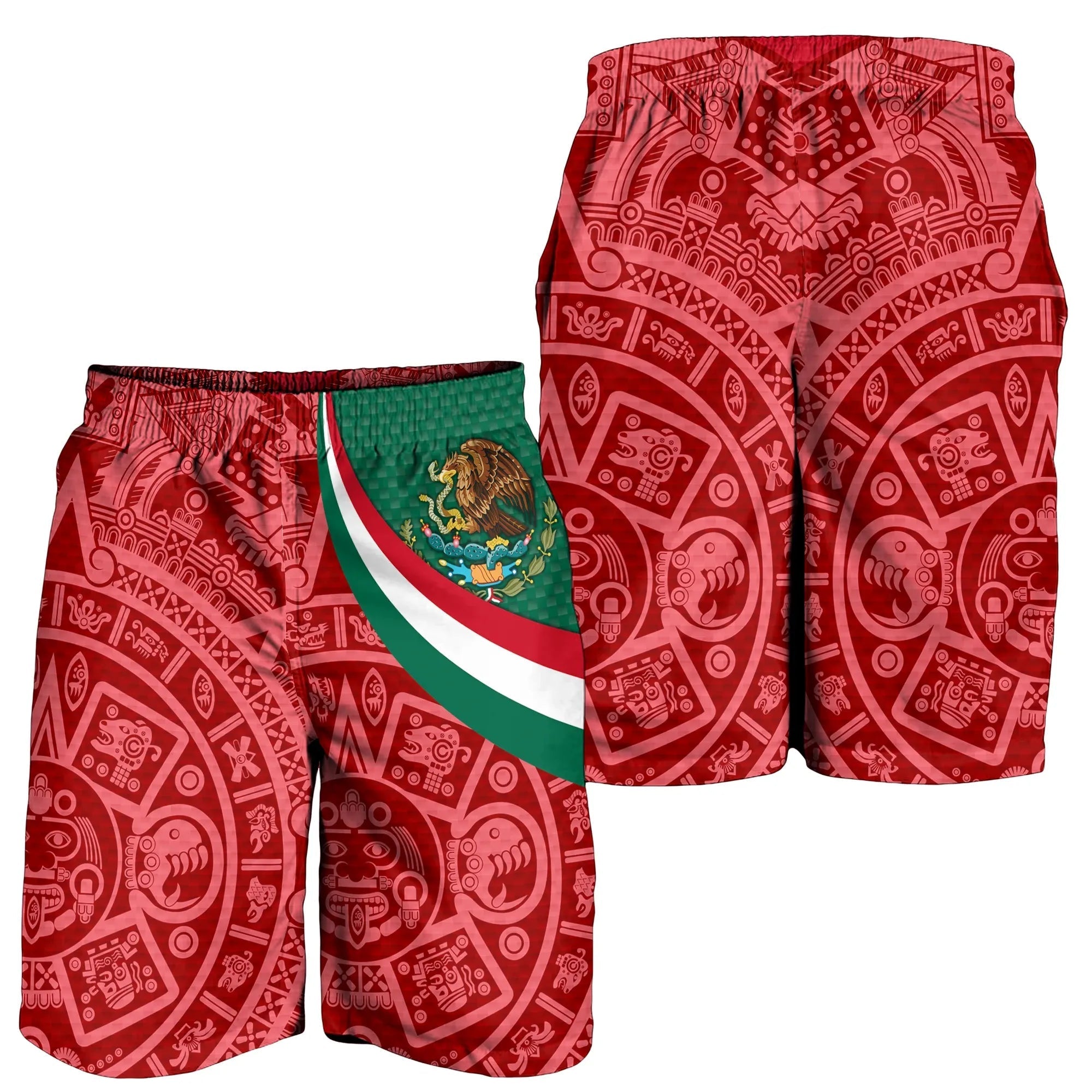 Mexico Men's Shorts Mexico Coat Of Arms With Aztec Patterns RLT13