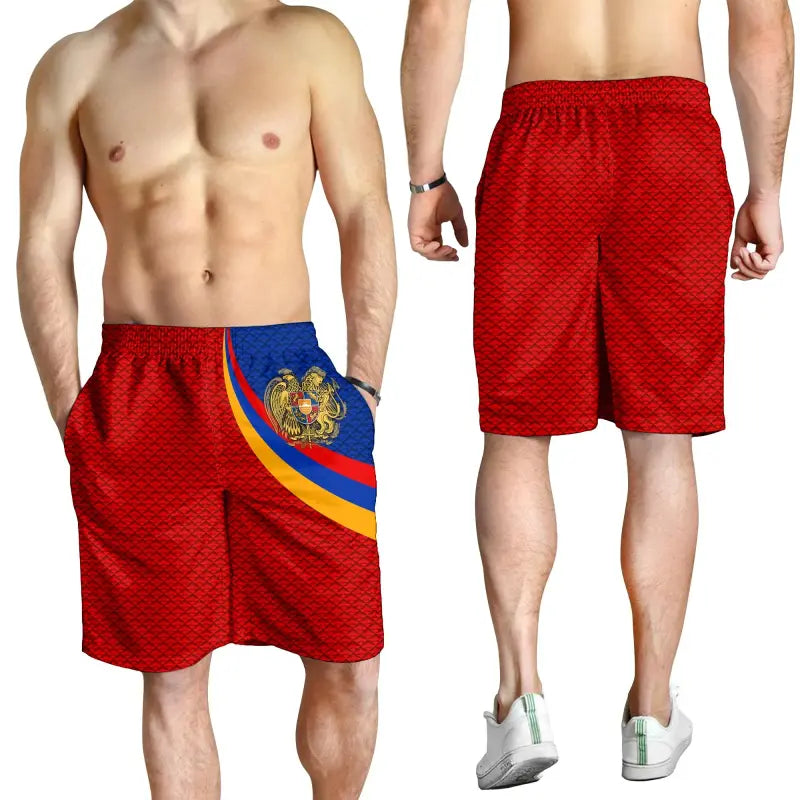 Armenia Mens Short - Armenia Coat Of Arms and Flag Color RLT8