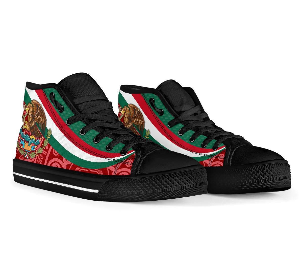 Mexico High Top Shoes Mexico Coat Of Arms With Aztec Patterns RLT13
