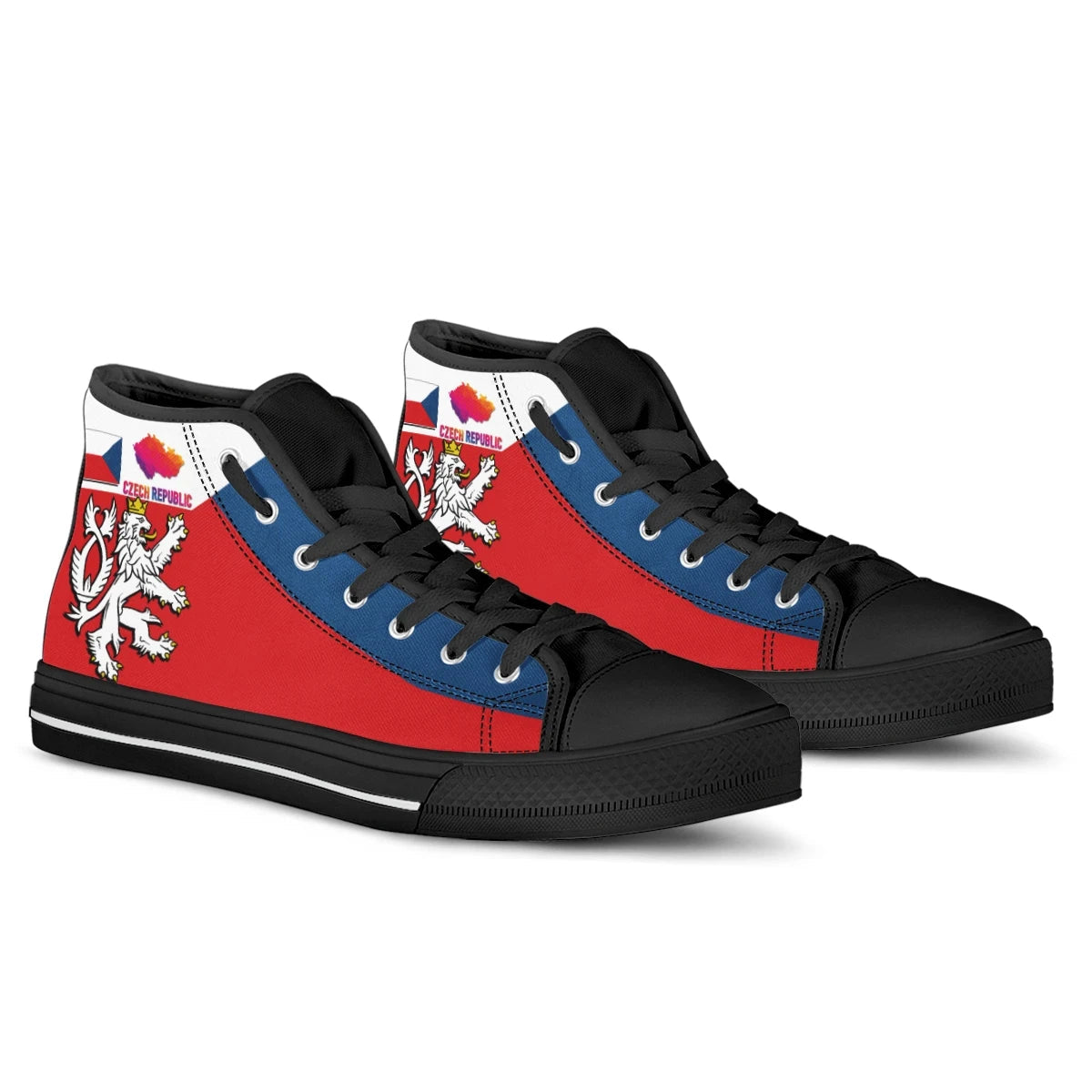 Czech Republic High Top Shoe - Silver Double-Tailed Rampant Lion RLT13