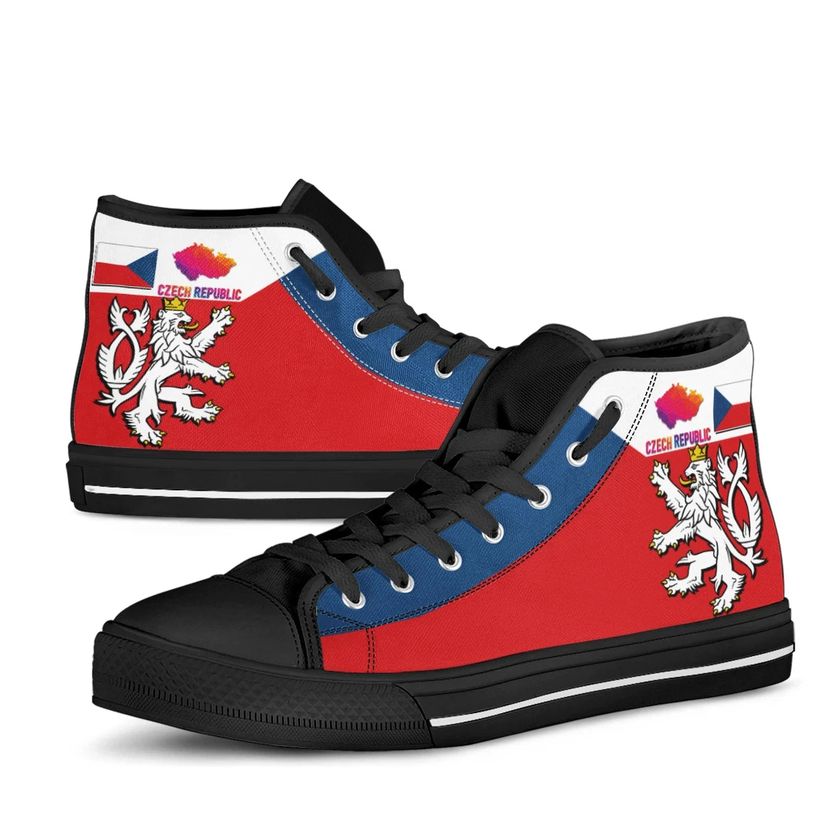 Czech Republic High Top Shoe - Silver Double-Tailed Rampant Lion RLT13
