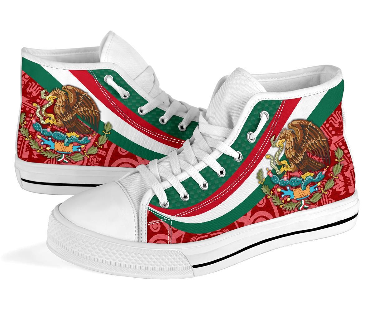 Mexico High Top Shoes Mexico Coat Of Arms With Aztec Patterns RLT13