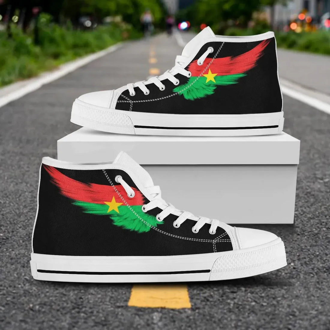Burkina High Top Shoe Wing Flag Black RLT7