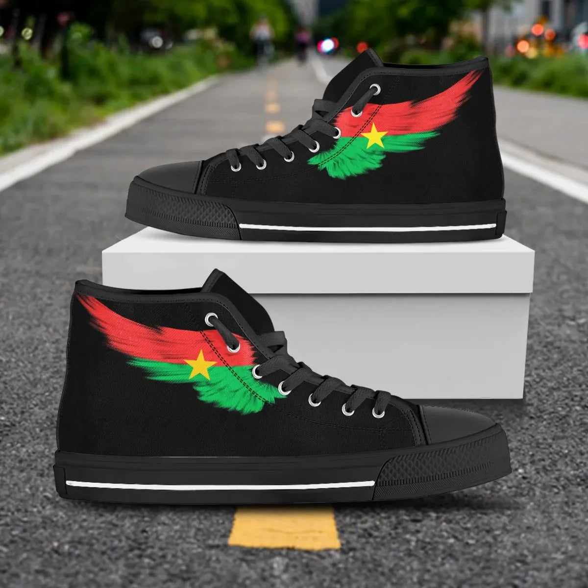 Burkina High Top Shoe Wing Flag Black RLT7