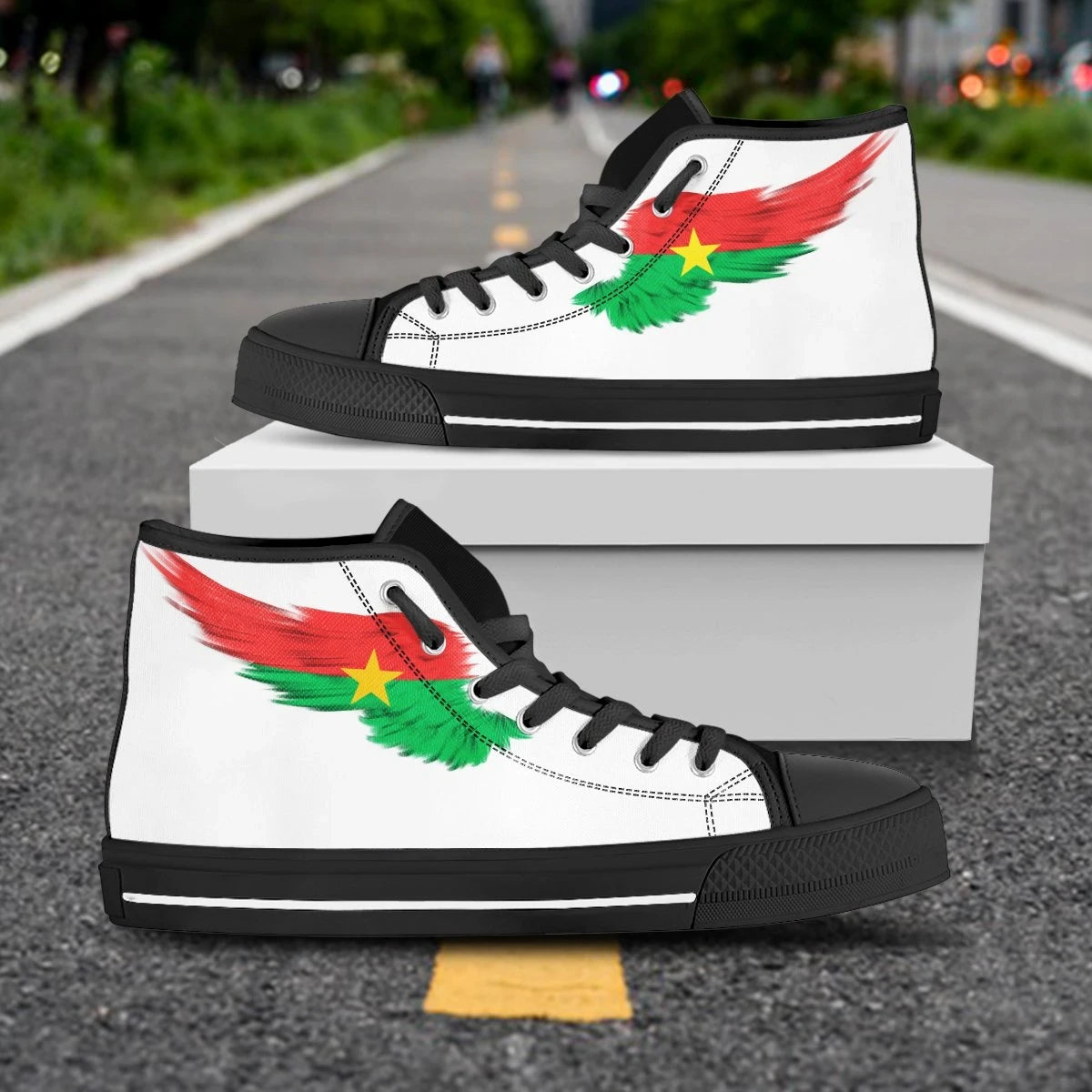 Burkina High Top Shoe Wing Flag White RLT7